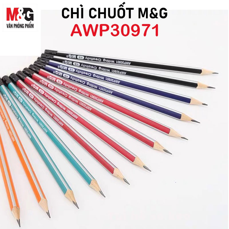 Combo 5  Bút chì chuốt M&amp;G AWP30971 nhiều màu, ngòi HB