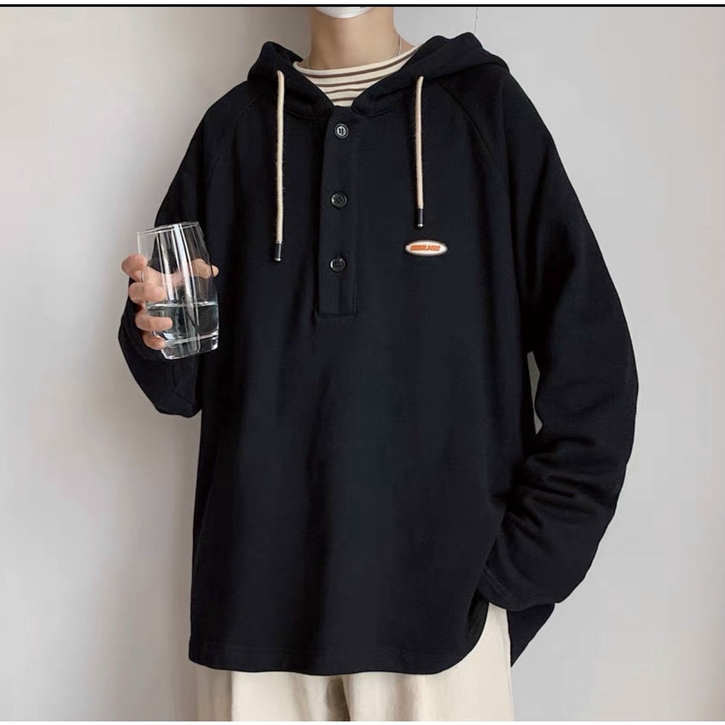 ÁO KHOÁC HOODIE CHUI ĐẦU CỔ TRỤ PHỐI NÚT CÁ TÍNH SÀNH ĐIỆU MẪU HOT MỚI NHẤT CỦA NĂM SWM