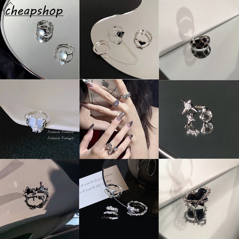 iF YOU Nhẫn hở   kiểu hoa/ bướm/ trái tim đính đá mặt trăng màu hồng phong cách Hàn Quốc thời trang