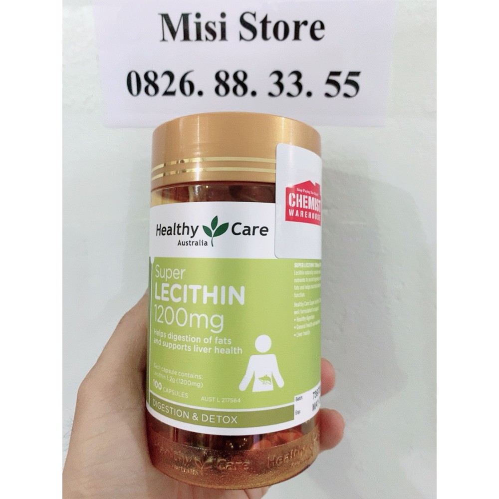 [Mã 66FMCGSALE hoàn 8% xu đơn 500K] Mầm đậu nành Super Lecithin 1200mg Healthy Care, 100 viên, Úc