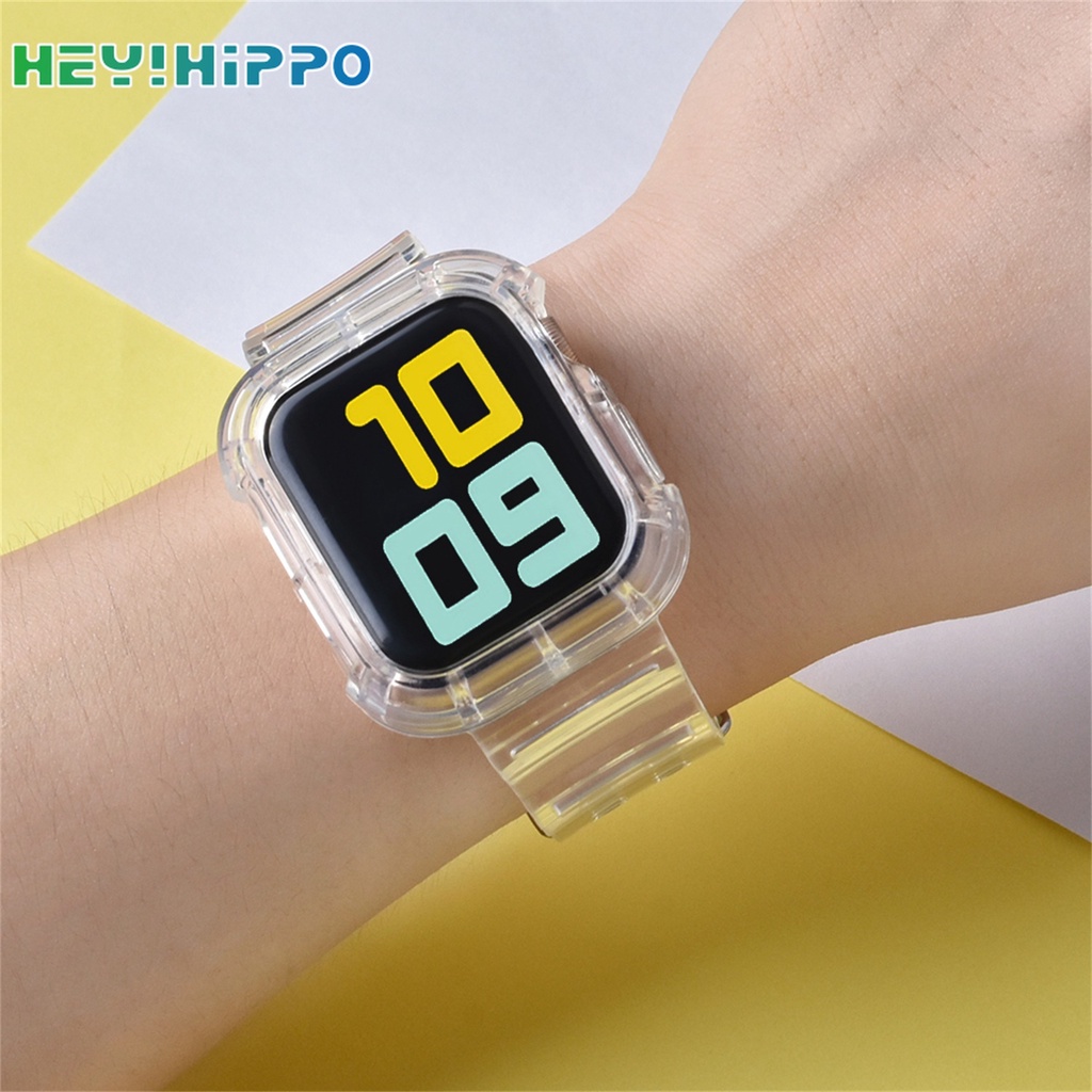 Dây đeo silicon trong suốt thích hợp cho đồng hồ thông minh Apple watch series se 6 5 4 3 38 40 42 44 mm