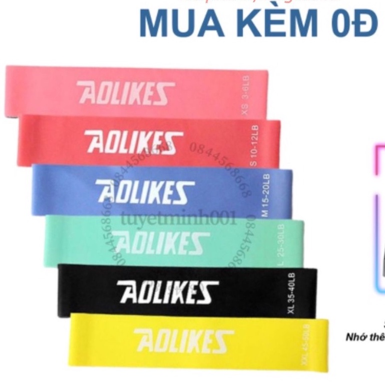 (COMBO 6 #DÂY ) Dây kháng lực tập gym, Dây miniband tập chân mông Aolikes, phụ kiện gym chính hãng A3603