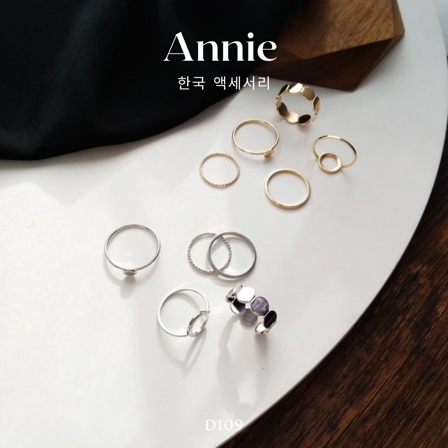 Set nhẫn cá tính thời trang unisex Hàn quốc ANNIE D109