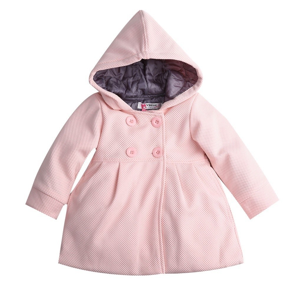 ღ♛ღNew Baby Toddler Girl Autumn Winter Horn Button Hooded Pea Coat Outerwear Jacket