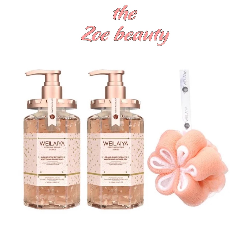 Sữa tắm trắng da tủy mật hoa hồng Damask Weilaiya -THE ZOE BEAUTY