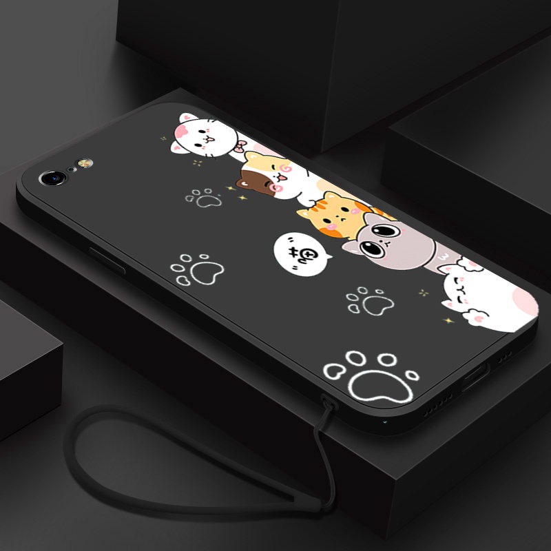 Ốp lưng iphone 5 IPHONE 5S iphone 6 iphone 6s iphone 6 plus Ốp Điện Thoại Silicone Mềm In Hình Mèo Cho iphone 5 iphone 6 iphone 6s iphone 6 plus DZMM01 viền vuông cute