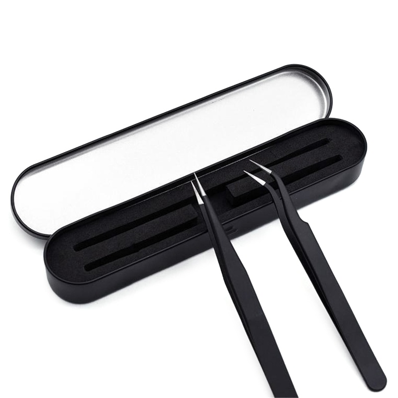 Set 2 Nhíp Gắp Lông Mi / Lông Mày Đầu Cong / Thẳng Độ Chính Xác Cao