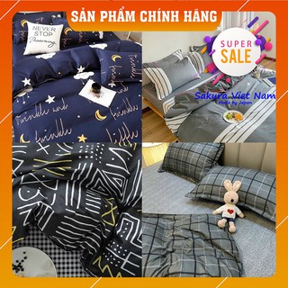 [FREE SHIP -HÀNG AUTH] Chăn Ga và Gối phân phối chính hãng Sakura JP - BST Drap Giường Tông Đen Xám, Ghi, Than