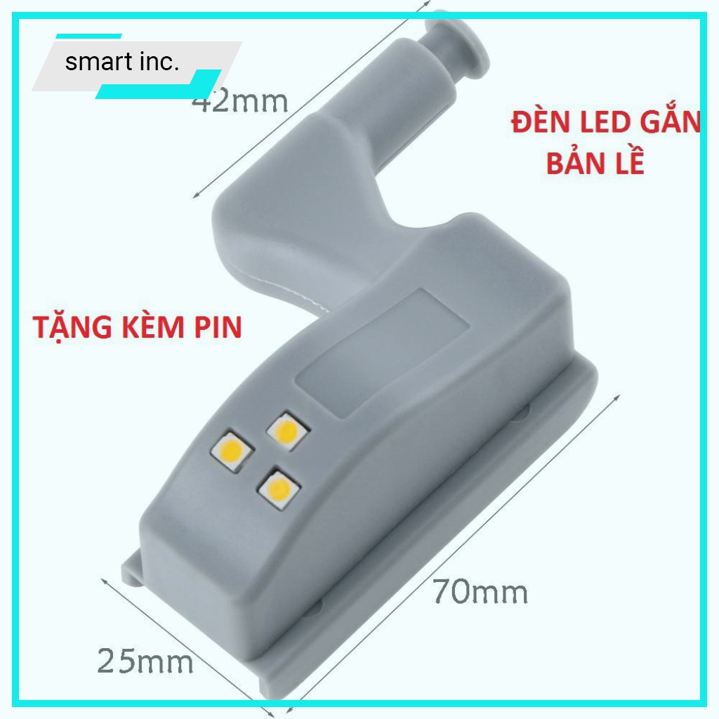 Đèn Gắn Lắp Bản Lề Cửa Tủ Nhà Bếp Ngăn Kéo Đèn Led Chiếu Sáng Cửa Tủ Quần Áo Thông Minh Tặng Kèm Pin