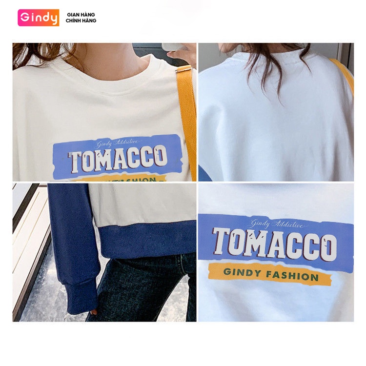 Áo nỉ sweater nữ dài tay GINDY Tomacco hoodie basic phối form rộng thời trang thu đông A10106