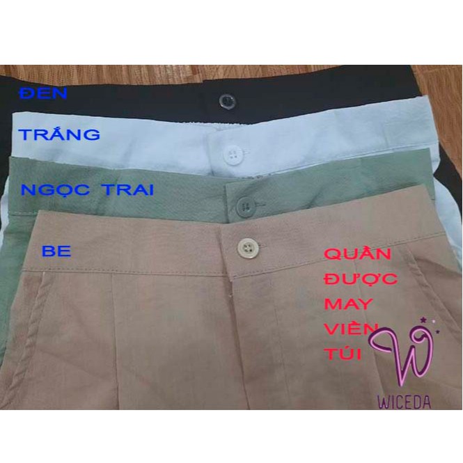 Quần ống rộng suông dài,quần culottes đũi nữ chất nhẹ thoáng mát  4 màu đen be trắng xanh ngọc WICEDA QD520. | BigBuy360 - bigbuy360.vn