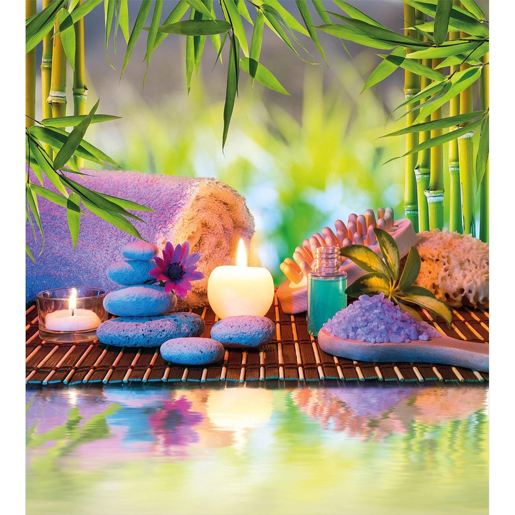 Tranh dán tường 3D spa - vải lụa kim sa