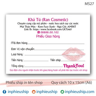 Phiếu giao hàng 400 tờ MS 27
