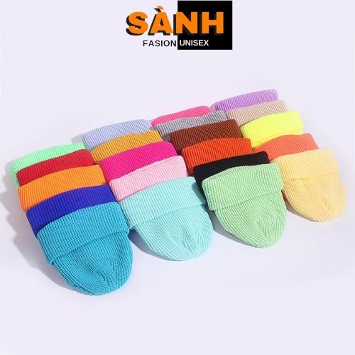 Mũ len dệt kim Nón beanie chóp ngắn Hàn Quốc thời trang unisex cho nam nữ L07