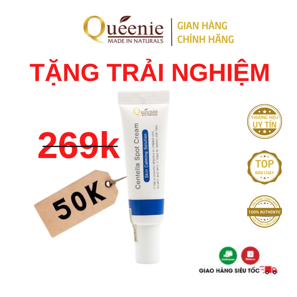 Kem Dưỡng Queenie AC Pure Centella Cho Da Mụn Đầu Trắng Li Ti Trải Nghiệm 5ml