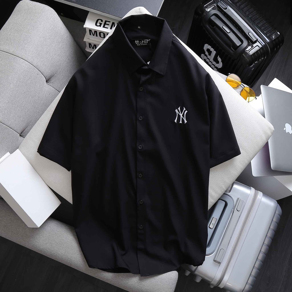BIGSIZE - Áo sơ mi nam tay ngắn bigsize nhiều mẫu trắng đen form 70 -130kg - NY