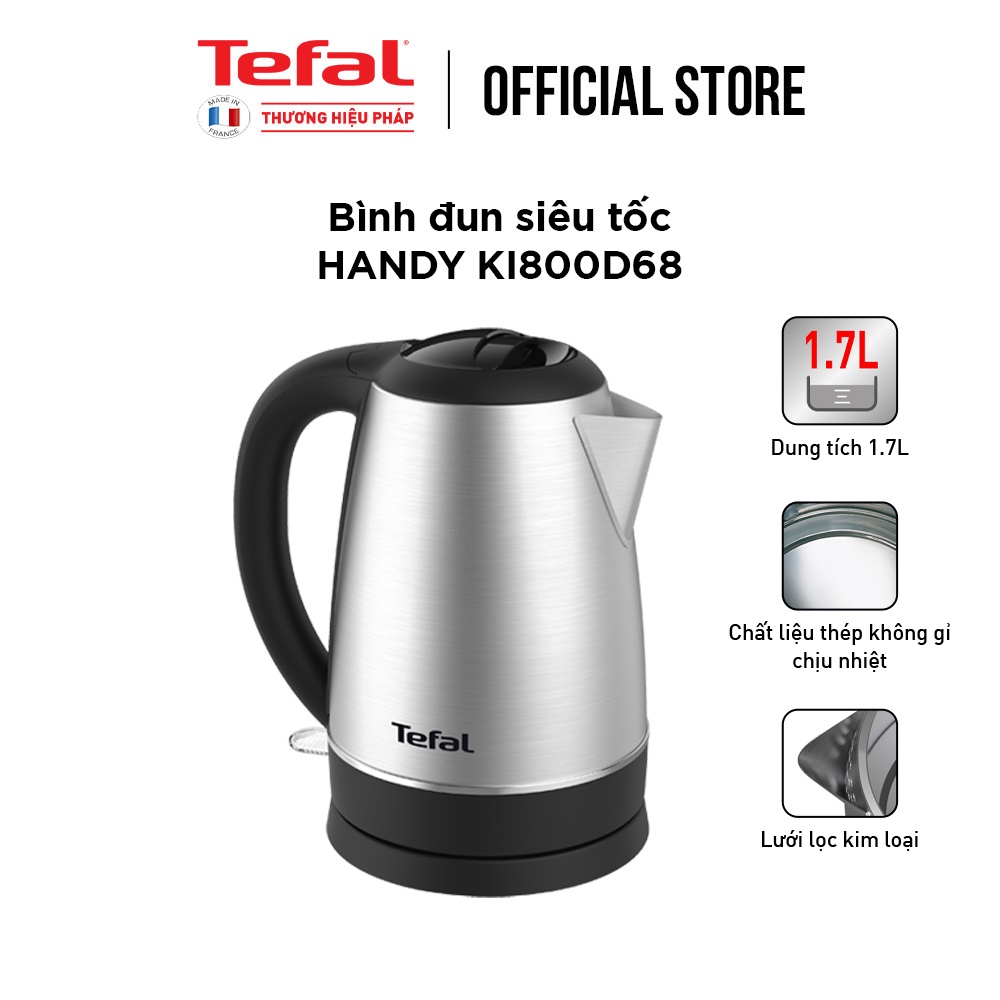[Mã ELBSJBP06 giảm 12% đơn 500K] Bình đun siêu tốc Tefal KI800D68 - 1.7L - inox