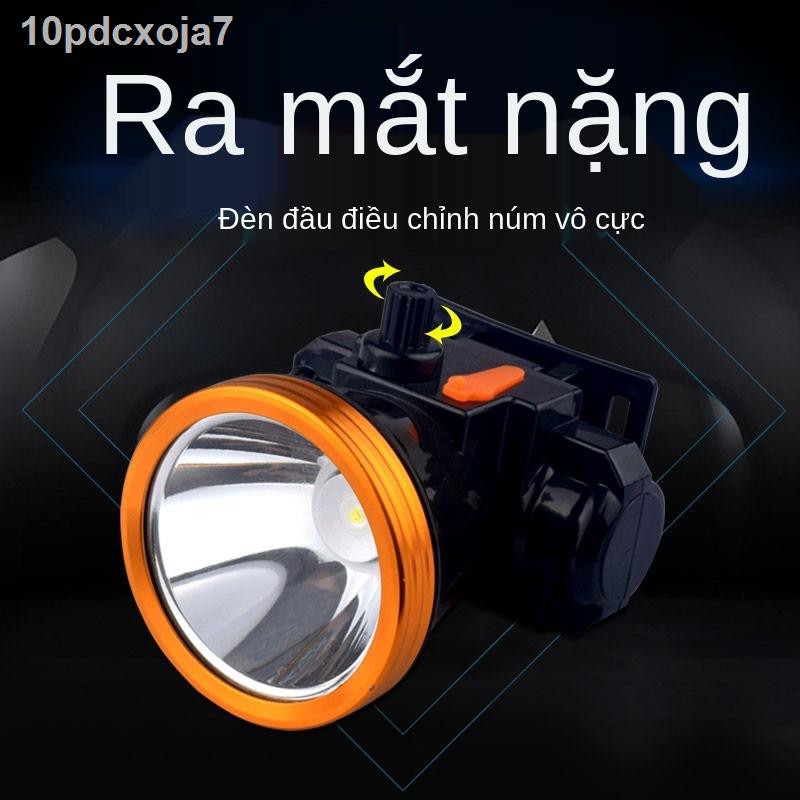 ❉✺Ánh sáng mạnh Đèn pha siêu vô cấp làm mờ pin gắn trên đầu lithium có thể sạc lại câu cá đêm LED của thợ mỏ Chụp tầm xa