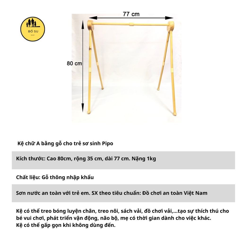 Kệ chữ A cho trẻ sơ sinh bằng gỗ bé chơi tự lập mẹ thảnh thơi Shop Bố Su