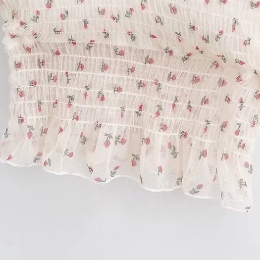 Áo Bra 2 Dây Cotton Co Dãn, Áo Croptop Bo Chun Hình Hoa Nhí Đáng Yêu Kèm Mút Mỏng ZANA BRA B8421