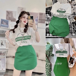 SET Áo phông chữ kèm Chân váy xanh hàng đẹp chất mềm✌️Ảnh thật