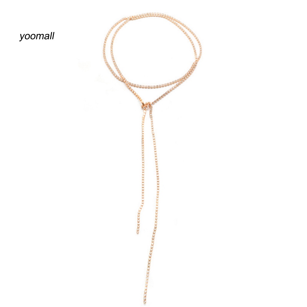 / Yo / Vòng cổ Dài Đính Đá Giả Kim Cương Thời Trang Không Biến Dạng Cho Bữa Tiệc