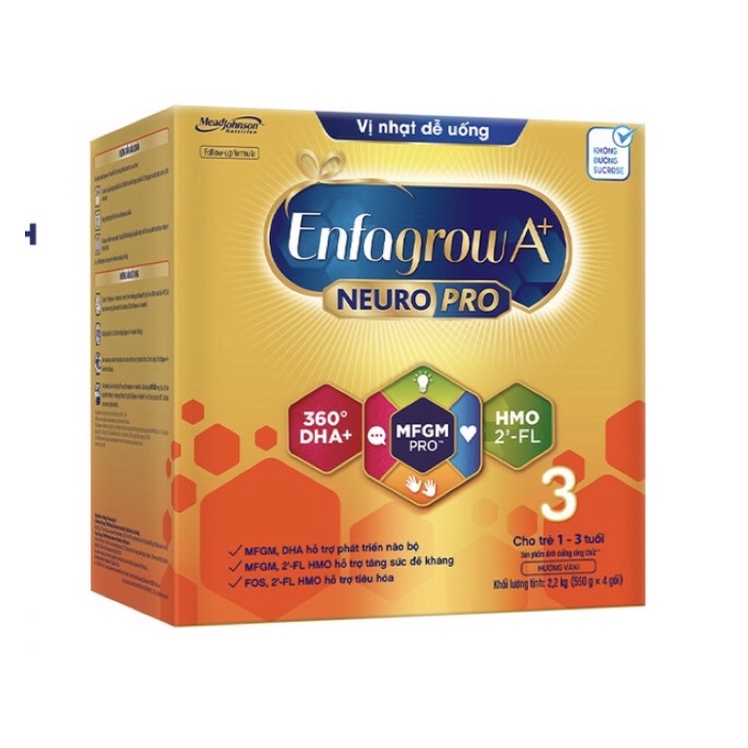 Sữa bột Enfagrow A+ NeuroPro 3 với 2’-FL HMO vị không đổi và vị nhạt 1,7kg 2,2kg
