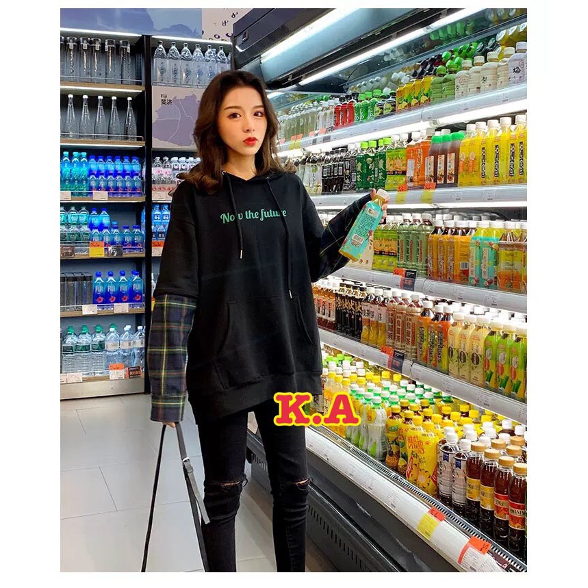 Áo hoodie tay kẻ caro fom to rộng unisex cực đẹp | BigBuy360 - bigbuy360.vn