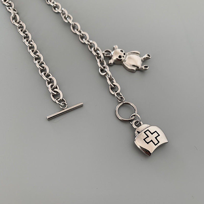 Vòng Tay Lắc Tay Dạng Dây Chuỗi Thiết Kế Khóa Gài Gấu Bear Đơn Giản Cho Nam Và Nữ Titan Cuban - TIN Chain - Maxshopdoc