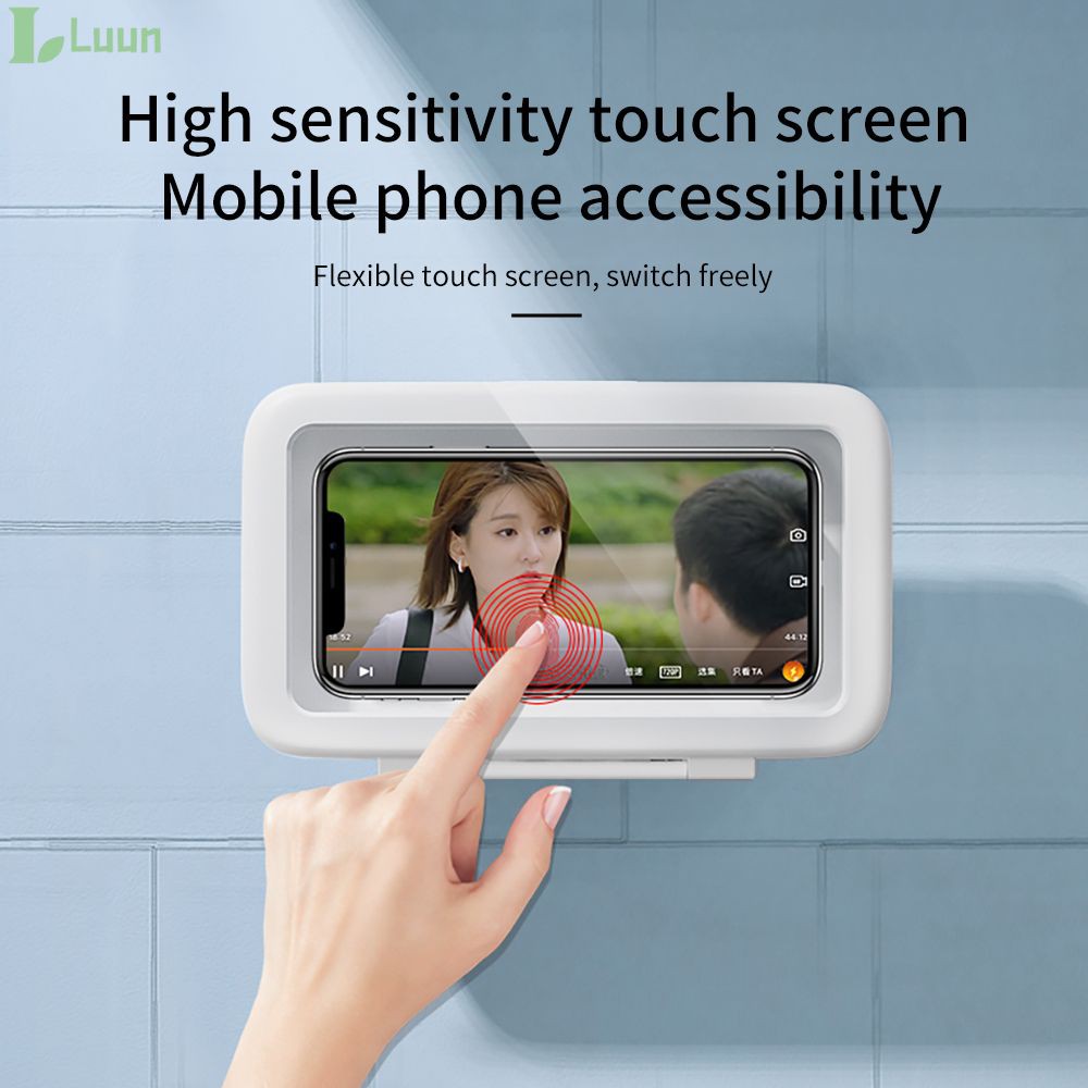 Hộp đựng điện thoại chống nước tự dính tường cảm ứng màn hình khi tắm vòi sen Luun