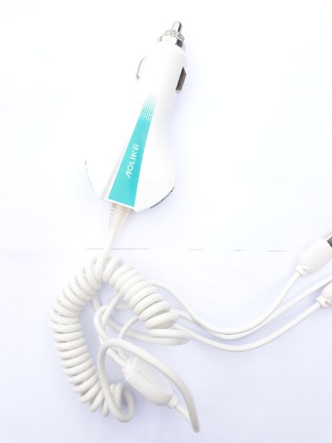Sạc điện thoại Aulike chính hãng đa năng trên ô tô - kèm dây 3 đầu tiện ích ko sợ đứt nhão dây