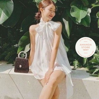 Áo ba lỗ cổ yếm chất voan lót lụa sang chảnh phong cách tiểu thư nhẹ nhàng có 2 kiểu mặc.