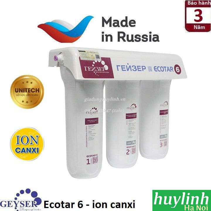 Máy lọc nước Nano Ion Canxi Geyser Ecotar 6 - Công nghệ Unitech - Nhập Khẩu LB Nga Russia