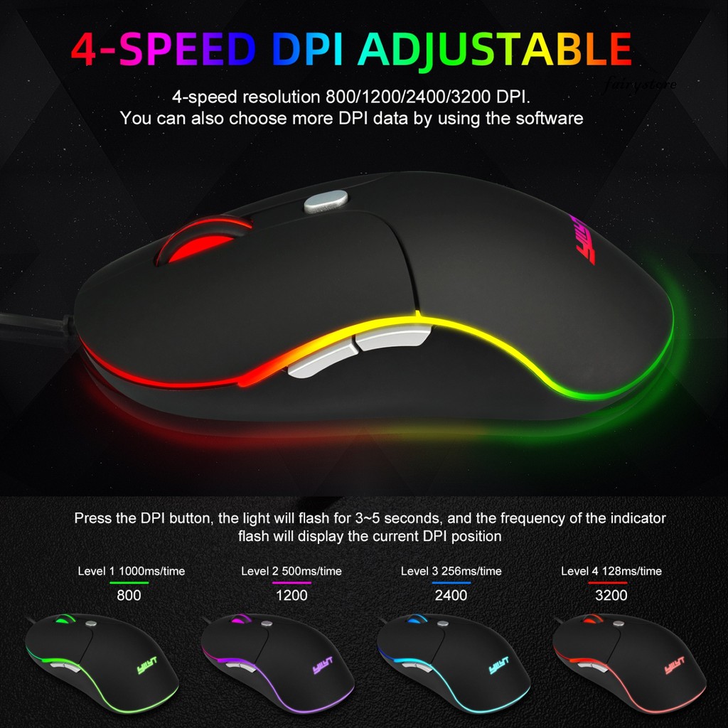 Chuột Chơi Game Có Dây Fs + Đèn Led 7 Màu Cho Ywyt G854