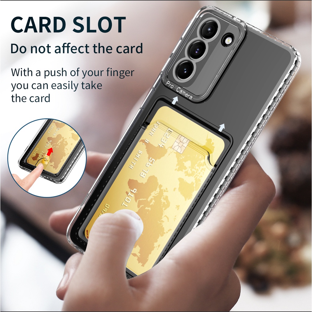 Ốp Điện Thoại Silicon Mềm Chống Sốc Có Ngăn Đựng Thẻ Cho Samsung Galaxy S22 S21 Note 20 Ultra S20 FE Note 10 Plus 8 9