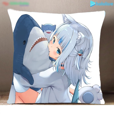 Gối IN HÌNH Gawr Gura Hololiove Vtuber mẫu 2 game chibi gồm cả vỏ và ruột êm ái chất đẹp