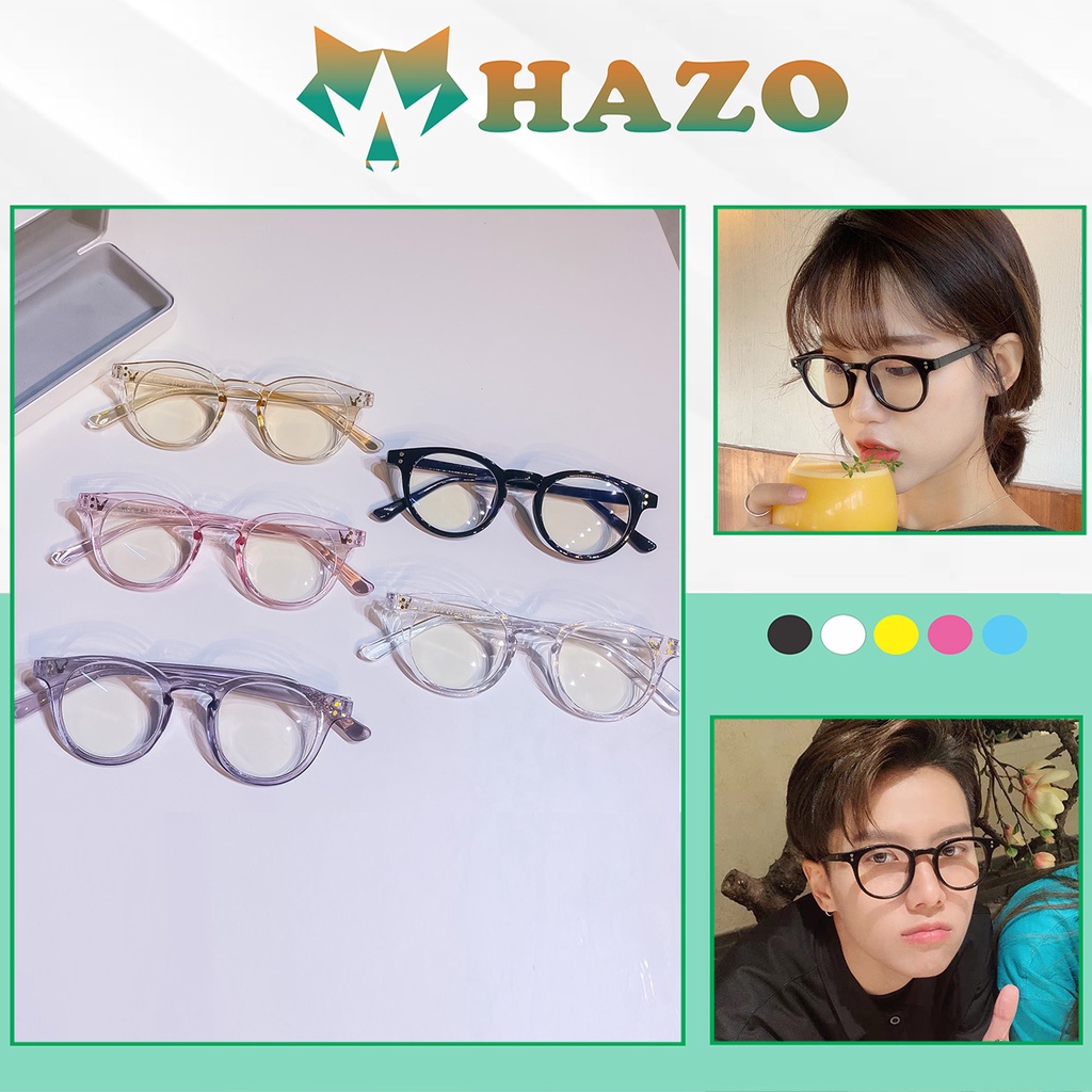Mắt Kính Giả Cận Form Tròn 2 Chấm Góc 430 Hot Trend Cực Đẹp - Hazo