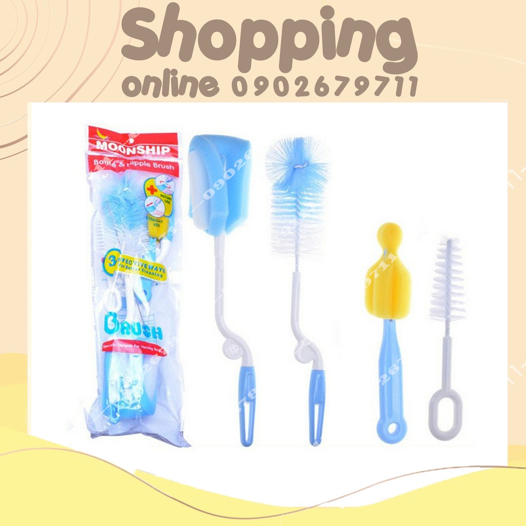 Set 4 Món cọ rửa bình sữa cho bé Moonship