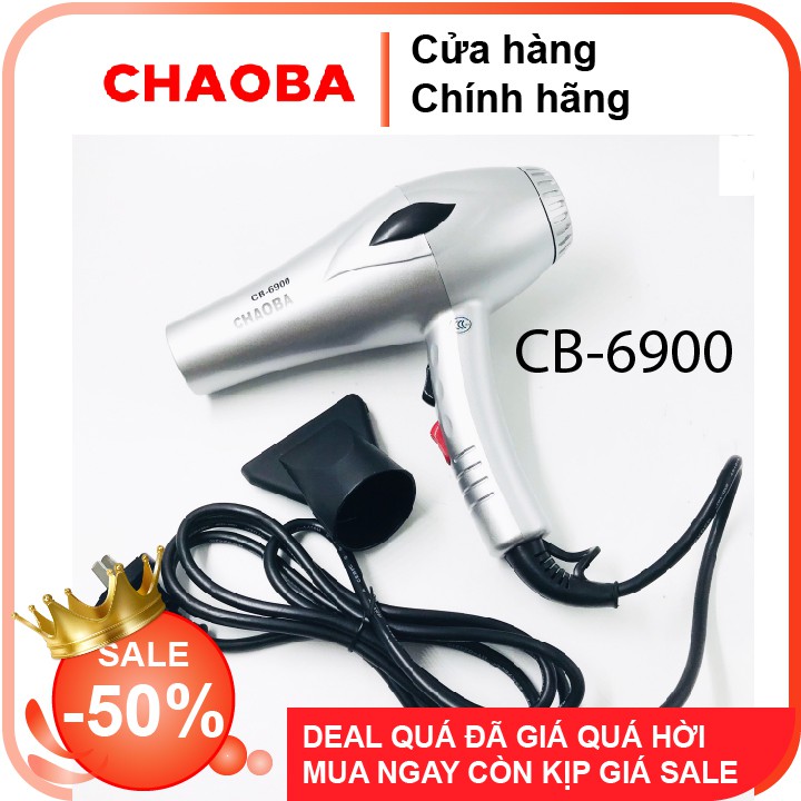 Máy sấy tóc CHAOBA bạc 6900 công suất lớn 1600W,  2 chế độ sấy nóng mát, bảo hành lên đến 3 tháng về nguồn điện