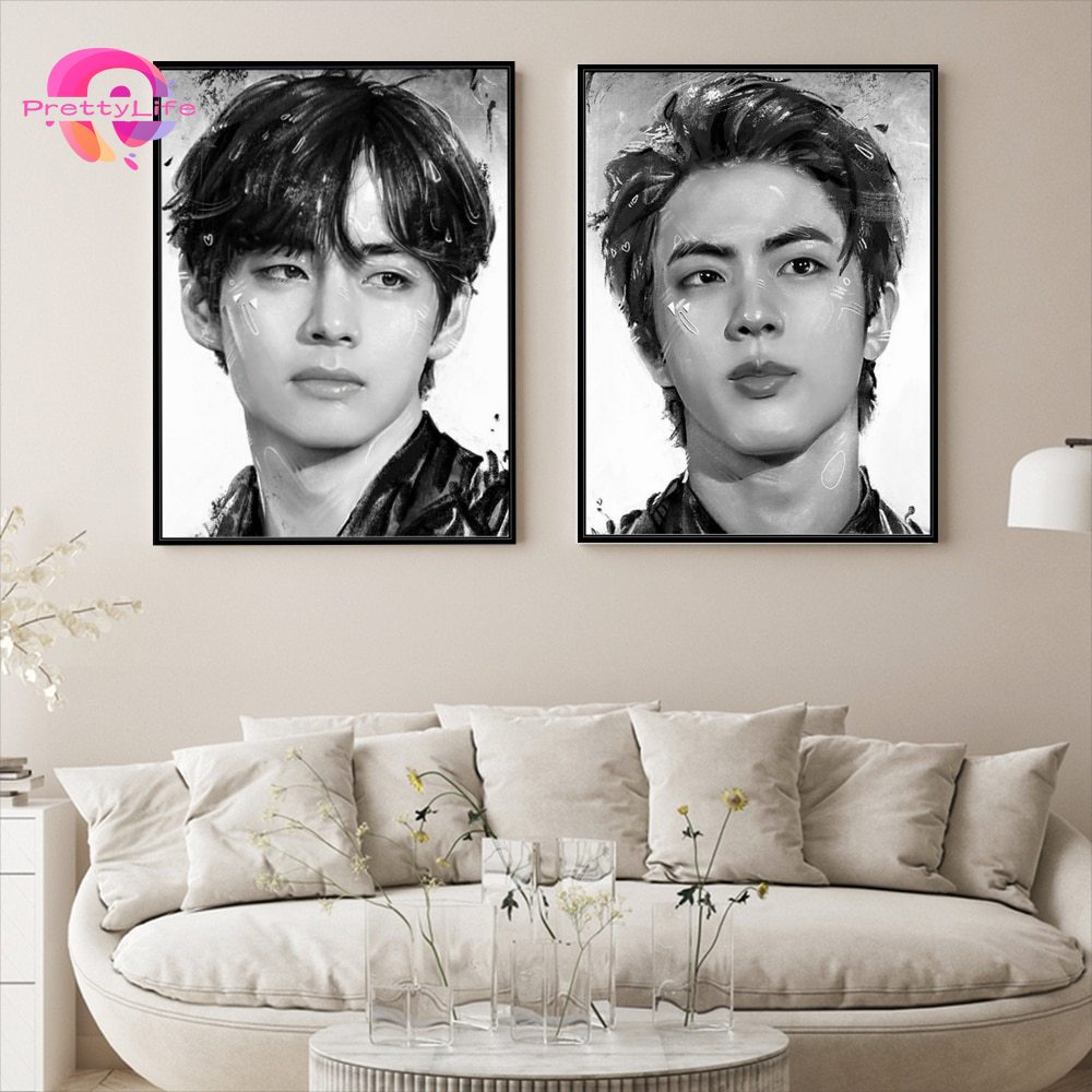 Bộ Tranh Đính Đá 5d Họa Tiết Nhóm Nhạc BTS Độc Đáo diy Dùng Trang Trí