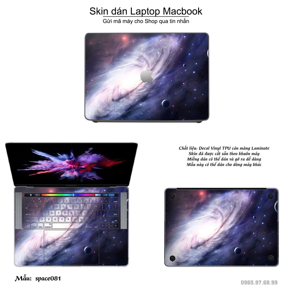 Skin dán Macbook mẫu không gian (đã cắt sẵn, inbox mã máy cho shop)