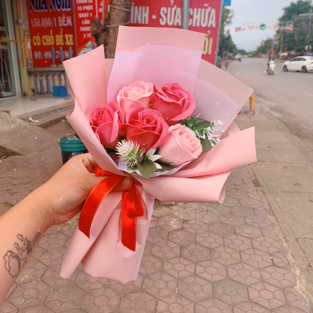 HOA HỒNG SÁP BÓ 5 BÔNG