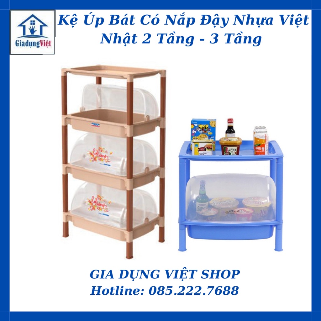 Kệ Úp Bát Có Nắp Đậy Nhựa Việt Nhật 2 Tầng - 3 Tầng (VIDEO ẢNH THẬT SHOP TỰ QUAY)