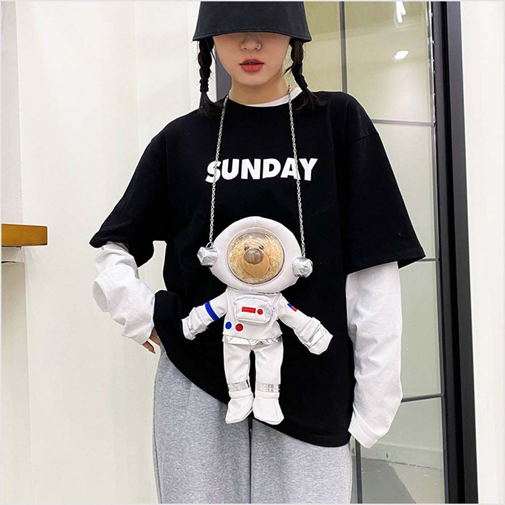 Túi đeo chéo hình gấu bông phi hành gia thời trang cho nữ