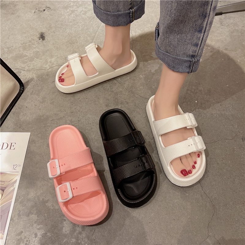 Dép Bánh Mỳ Nữ Kiểu Dáng Sandal 2 Quai Mẫu Mới Đế 3 Phân D50