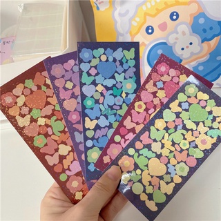 Sticker họa tiết bông hoa/bướm/ngôi sao laser trang trí đa năng