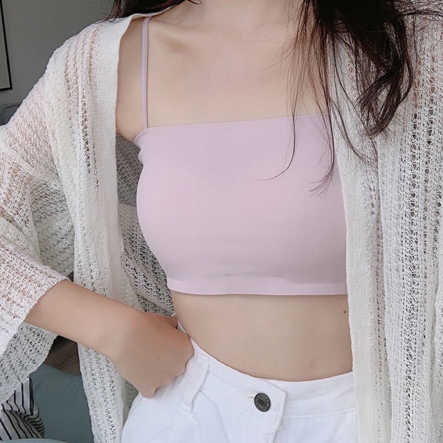 [Mã 12FASHIONSALE1 giảm 10K đơn 50K]  Áo Bra Quây Trơn 2 Dây 8881