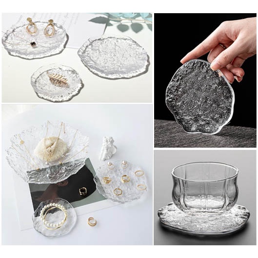 HÀNG ĐẸP_KHAY/DĨA THỦY TINH CAO CẤP trong suốt siêu đẹp. dĩa vỏ sò, ốc biển độc đáo