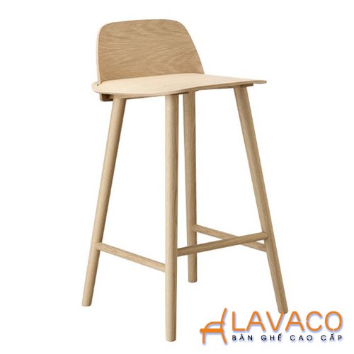 Ghế quầy bar chân nhựa mặt gỗ có lưng Lavaco – Mã 429