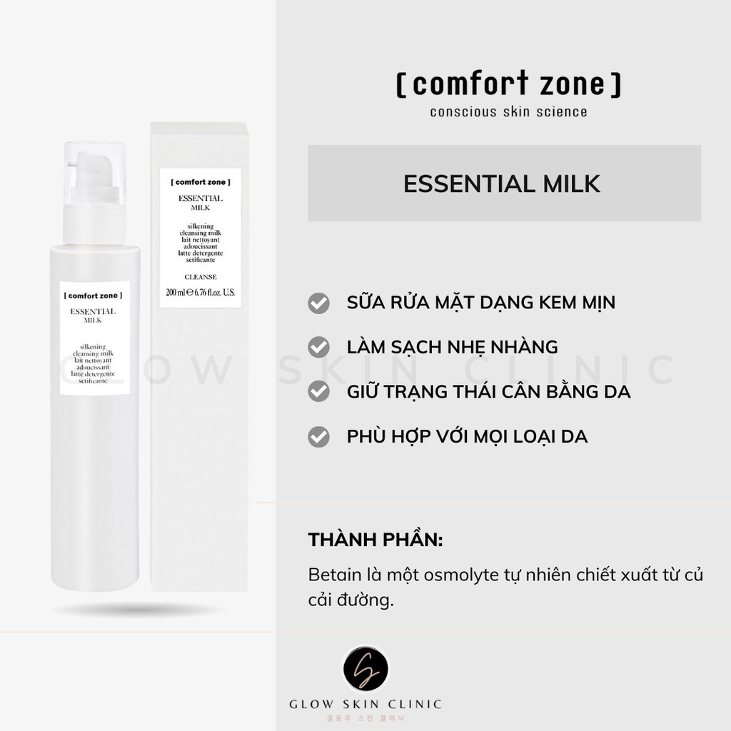 Sữa rửa mặt dạng kem Comfort Zone Essential Milk
